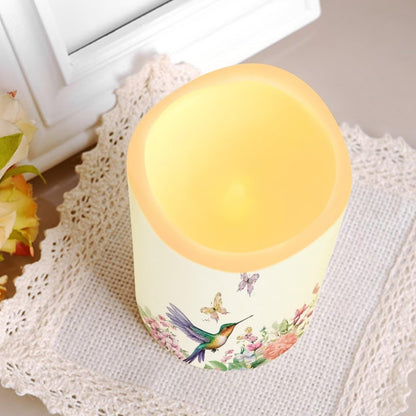 Cozeyat Bird Bloom Birthday Party Flameless Candles 4 Pack Battery Operated LED Pillar Candles with Remote Timer Waterproof Flickering for Home Table Decor