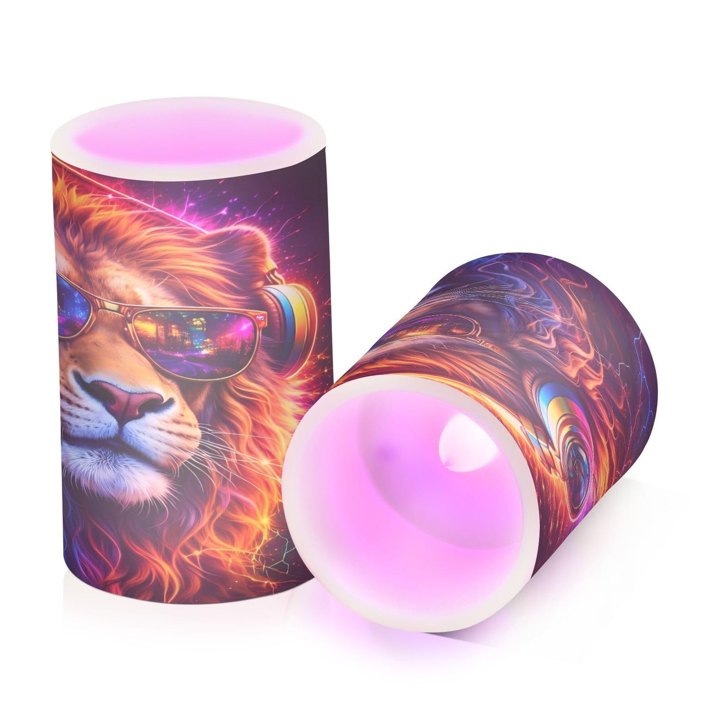 KGLDSNM Neon Lion LED Flameless Flickering Candle with Remote Timer Battery Operated for Indoor Outdoor Party Holiday Home Decor 2 Pack