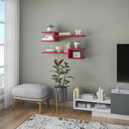 Ada Home Decor Webbs Modern Burgundy Wall Shelf 6.69'' H x 29.53'' W x 7.87'' D/Wall Storage/Shelving Unit