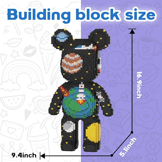 Fly The Space Bear Building Blocks (5800 PCS) 3D Micro Animal DIY Bear Building Blocks for Adults &amp Teenager Creative Toys Ideal Gift for Family &amp Friends