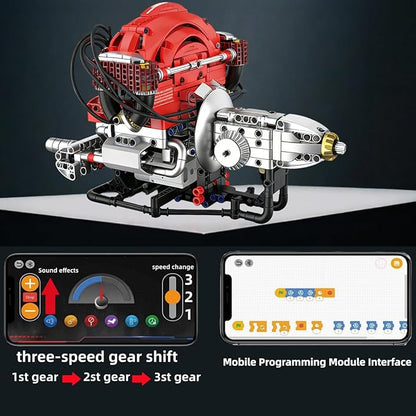 L4 Engine Building SetVisible 4-Cylinder Engine Model Kit that Run with App Control &amp Light and Motor STEM Mechanical Engineering Toy for Adults Ideal Gift &amp Display for Home and Office