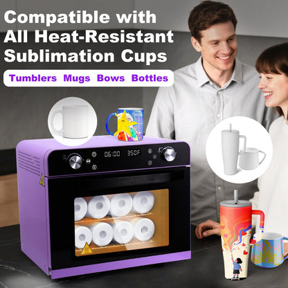 Sublimation Oven Machine with Fast Preheat & Precise Temperature,38QT/36L 120V 1800W Large Capacity for Sublimation Tumblers,Mugs,Bottles,Full Wrap Printing,Includes Gloves & Tape,Digital Touch Screen