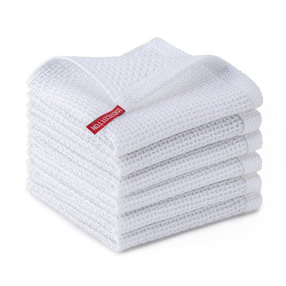 BOOMIBOO 6-Pack Kitchen Dish Cloths, 100% Cotton Waffle Weave, Ultra Soft Absorbent, Quick Drying Dish Towels, 12x12 Inches,White