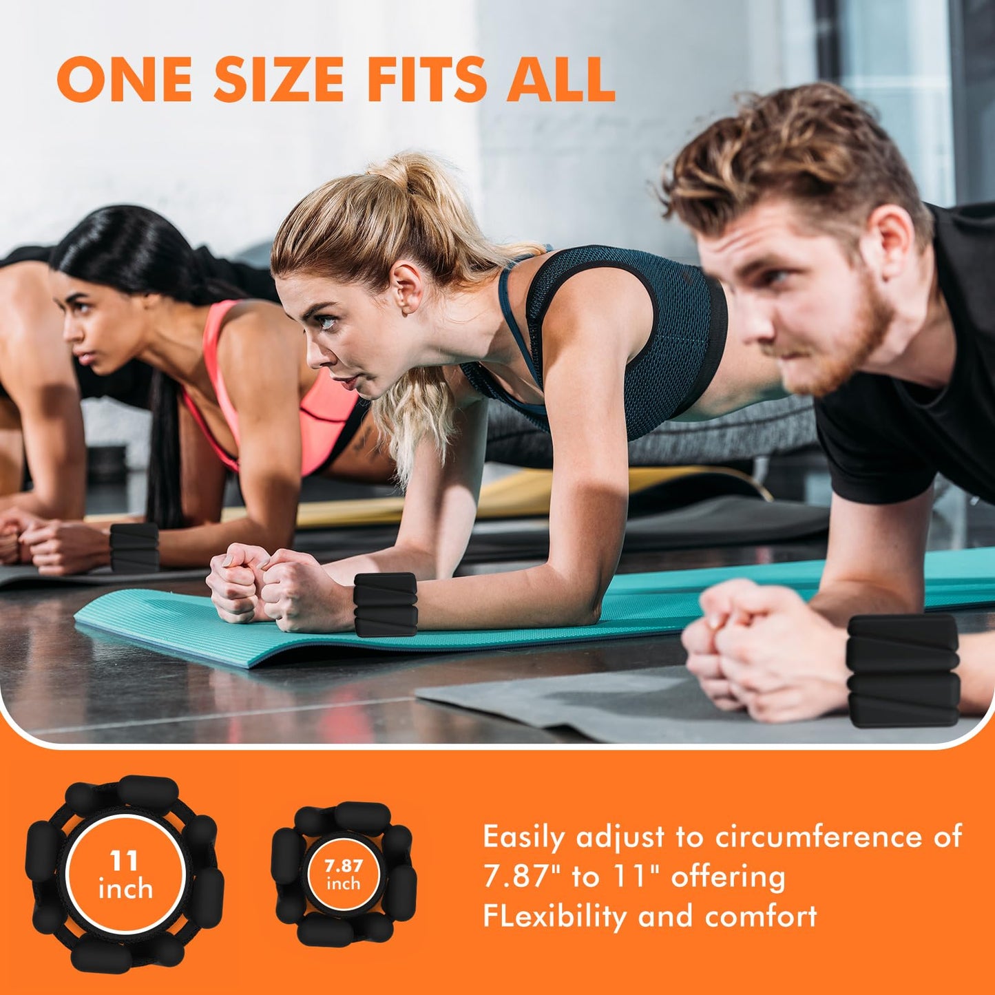 Wrist Weights, Ankle Weights for Women Men, Adjustable Wrist Weighted Bracelet for Home Gym Workout, Running, Yoga, Exercise, Strength Training, Set of 2 (1LB Each)-Black