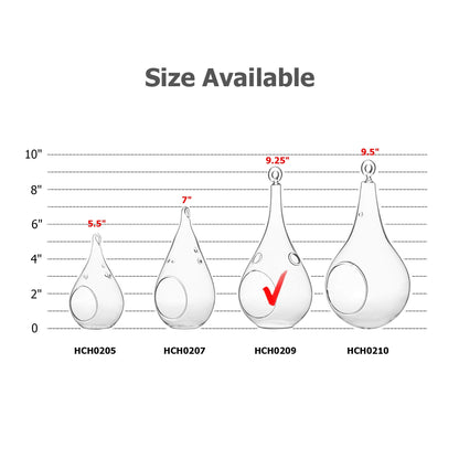 WGV Glass Hanging Plant Terrarium, Width 4", Height 9.25", Teardrop DIY Air Succulent Planter Clear Tea Light Votive Candle Holder, Wedding Event Office Home Outdoor Decor, 1 Piece