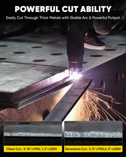 H HZXVOGEN Plasma Cutter 55A Non Touch Pilot Arc Plasma Cutters 110/220V Dual Voltage, Digital Display DC IGBT Inverter HF Air Plasma Cutting Machine, 1/2" Clean Cut 4/5" Max Cutting & 2T/4T(HVC55)