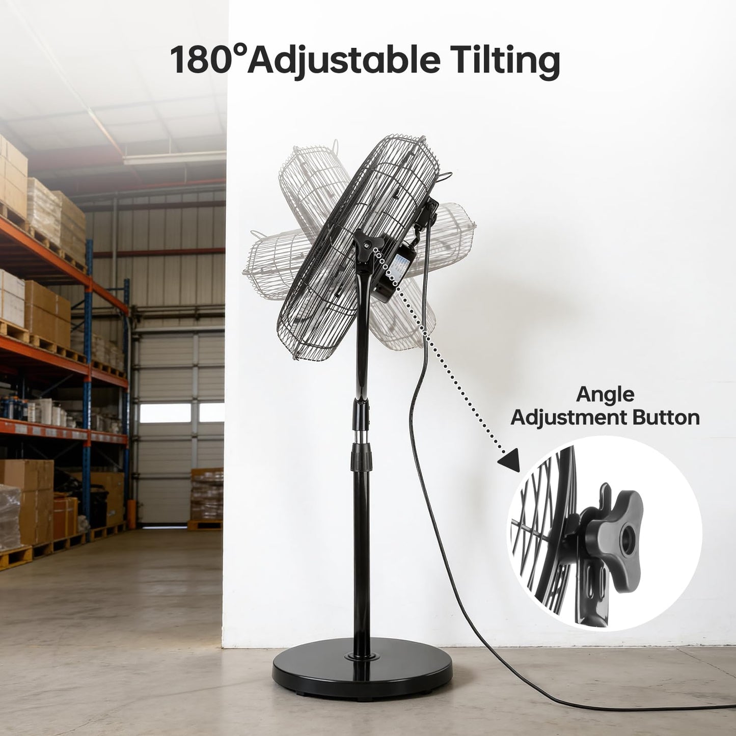 Allsheen 20 Inch High Velocity Pedestal Fan, Heavy Duty Industrial Standing Fan with 3-Speed & Adjustable Height (47.1"-55.1"), Metal Fan for Bedroom, Patio, Workshop & Indoor Air Circulation
