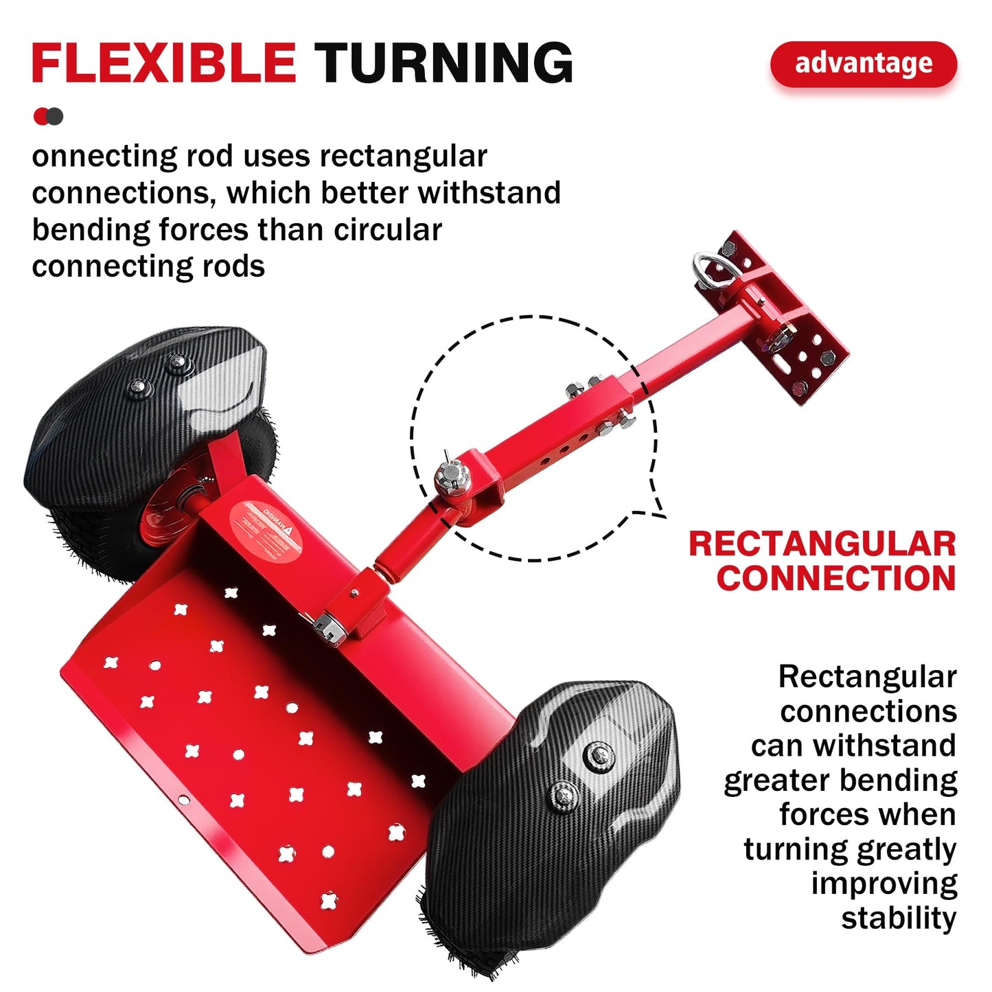 CCLINK Wheels Lawn Mower Sulky Thickened Vacuum Wheels Red Heavy Steel Anti Slip and Anti Rust Specially for Lawn Maintenance and Gardening Operations Quick Weed Removal