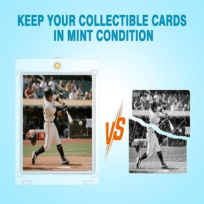 30-Pack Sleeved Card Magnetic Holders - 35pt One Touch Card Holder Includes 30 Soft Soft Card Sleeves Insert Card into Sleeve First Then into Holder Fits Trading Cards Baseball &amp Game Card