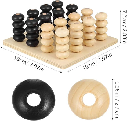 Wooden Board Game 1 Set Logical Training Toy Brain Teaser Toys 3D Four in a Row Game Table Games Brain Teaser Chess Puzzle for Desktop Aldult Parent-Child Wooden Backgammon