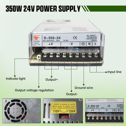 RATTMMOTOR CNC Controller Kit, 3 Axis CNC Kit with Nema23 Stepper Motor 57*76mm 270Oz-in 3A 1.8Nm, TB6600 Driver 4A, USB Mach3 CNC Motion Control Card Breakout Board, 24V Power Supply for CNC Machine
