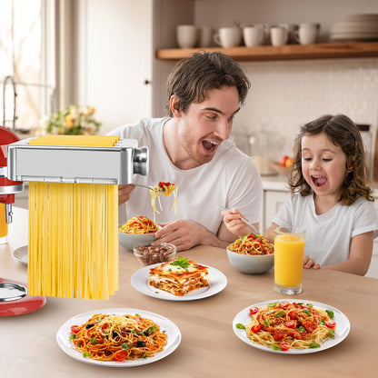 3-in-1 Metal Pasta Maker Attachment, Compatible with All KitchenAid Stand Mixers, Includes Pasta Roller, Fettuccine Cutter, and Spaghetti Cutter, Make Fresh Homemade Pasta with Ease