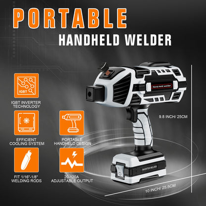 TRQWH Hand Held Welder Gun IGBT Inverter Welding Machine 110V ARC Portable Welder Handheld Welding Gun 5 Variable Current Adjustment Stick Welder, Fit for 1/16"-1/8" Welding Rods (Grey)