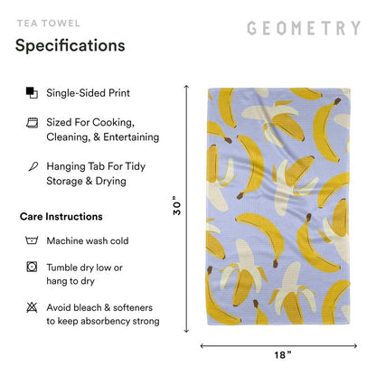 GEOMETRY Spring Kitchen Towels - Quick Dry Microfiber Cloth Spring & Summer Dish Towels for Kitchen Drying - Premium Quick Dry Towel - Cute Bananas, 18" x 30" - 1-Pack