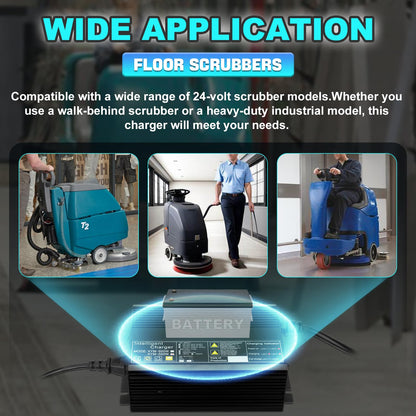 JURPLIX 24V 15A Battery Charger for 24V Floor Scrubber Sweepers with Anderson SB50 Style Connector Compatible with Tennant T3 T5 T7 T300, Nobles SS3 SS5, Clarke Focus II