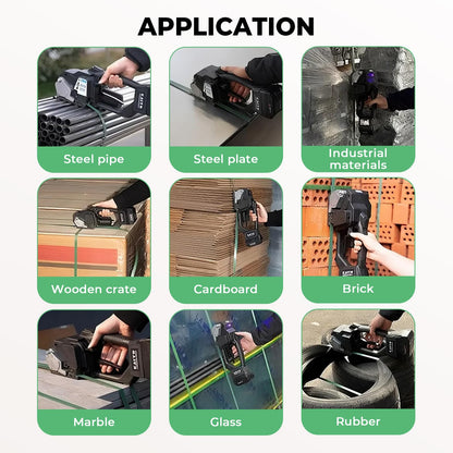 Flyrivergo Electric Strapping Machine 2 x 4000mAh Battery, Patented Easy-Repair Design & Tool Kit Included, with Real LCD Screen, for Industrial 1/2-5/8in PP PET Straps Automatic Strapping Tool