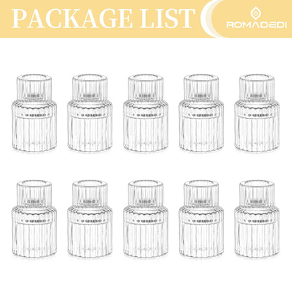 Romadedi Glass Candle Holder for Candlestick - 10Pcs Clear Small Tapered Candle Holder Wedding Decor Table Centerpiece Bulk for Candle Sticks Christmas Party Living Room Dinner Advent