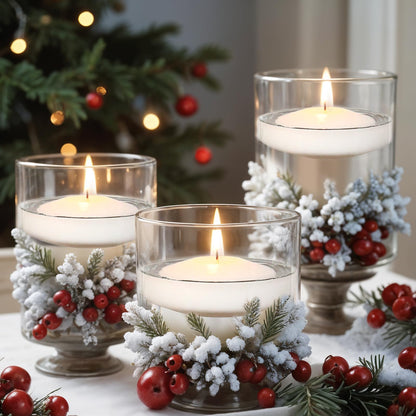 GINITIRI 3 inch White Floating Candles, 48 Pack Unscented Floating Candle,8-9 Hours Burning Floating Candles for Centerpieces, 3“ Water Candles for Cylinder Vases, Wedding, Party