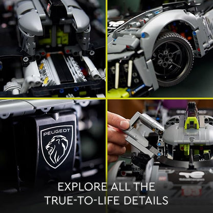 LEGO Technic Peugeot 9X8 24H Le Mans Hybrid Hypercar 42156 Collectible Race Car Building Kit for Adults and Teens 1:10 Scale Racing Car Model Gift for Motorsport Fans