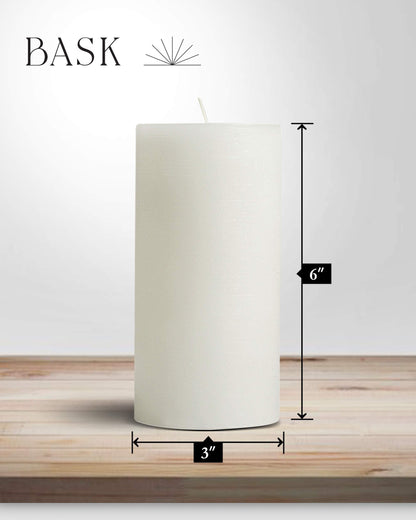 Mottled Pillar Candles by Bask - Set of 6-3" x 6" Dripless Unscented Candles in White for Home Decor, Relaxation & All Occasions
