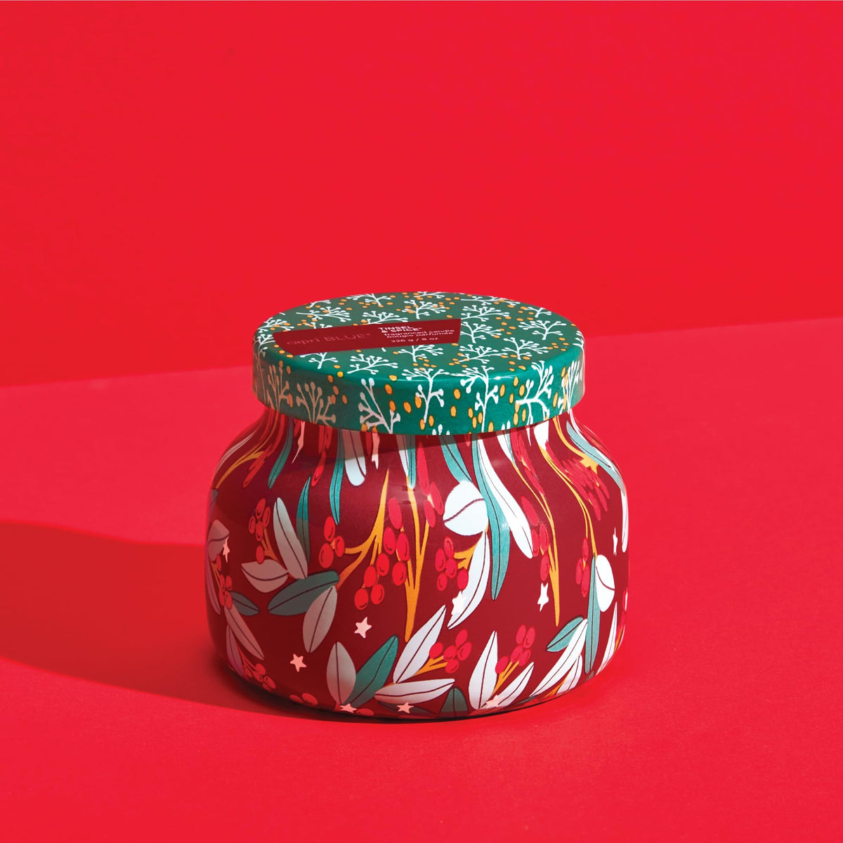 Capri Blue Tinsel & Spice - Pattern Play Holiday Candle - Petite Glass Jar - Luxury Candles - Scented Candle with Notes of Juniper Berry & Cinnamon - Decorative Gift (8 oz)