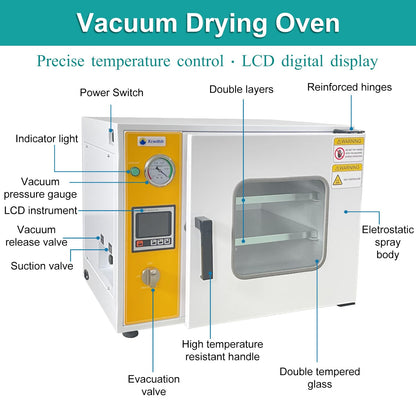 Xcwdtdr 0.9Cubic Feet Vacuum Drying Oven- 12x12x11 Inch Chamber, Temperature Control, RT+10℃-250℃，Vacuum Oven Large Capacity Vacuum Drying Oven for Laboratory And Industrial