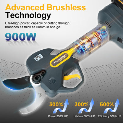 2 Inch Professional Electric Pruning Shears Cordless, Pole Compatible Tree Pruner for High Branches, 2×4000mAh Battery 50mm Heavy Duty Secateurs Compatible with Makita, Orchard Vineyard Commercial Use