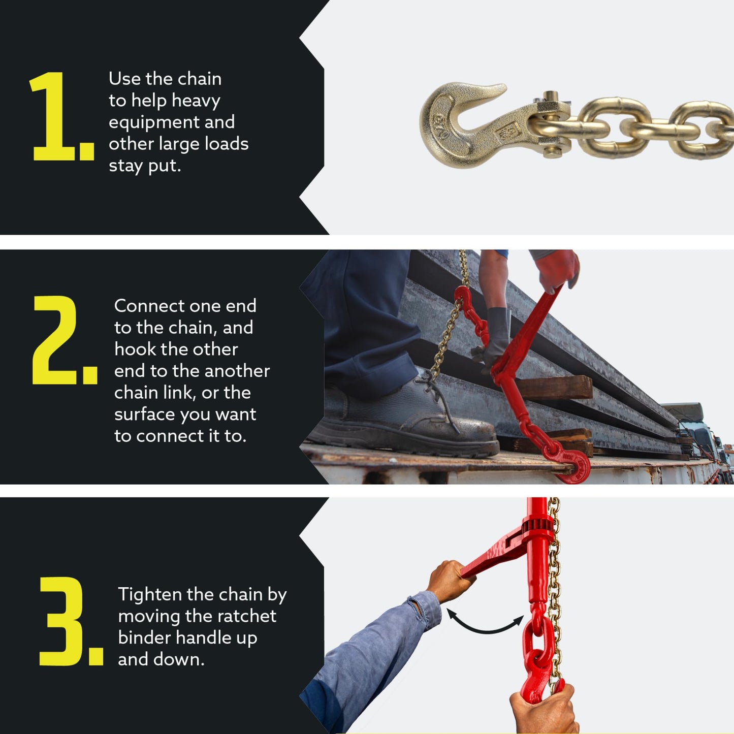 DC Cargo Chain Binder Kit | 3/8" Grade 70 Extra Long 20 Foot Chain - and Load Binder Set | Heavy Duty Ratcheting Chain and Binder | Load Chain and Binders – 6,600lb Working Load Limit As Set