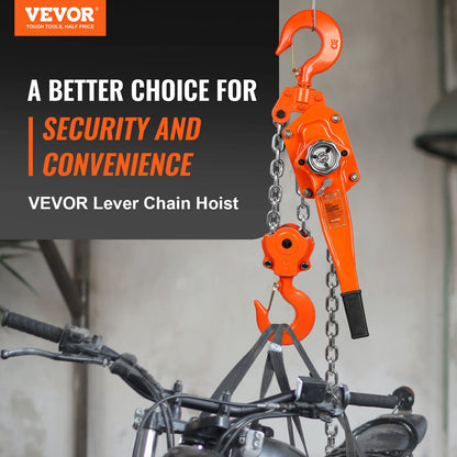VEVOR Manual Lever Chain Hoist, 6 Ton 13200 lbs Capacity 10 FT Come Along, G80 Galvanized Carbon Steel with Weston Double-Pawl Brake, Auto Chain Leading & 360° Rotation Hook, for Garage Factory Dock