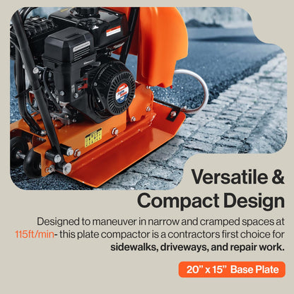 SuperHandy Plate Compactor Heavy Duty 7HP 4200lbs Impact Force - w/Water Tank for Concrete and Dirt
