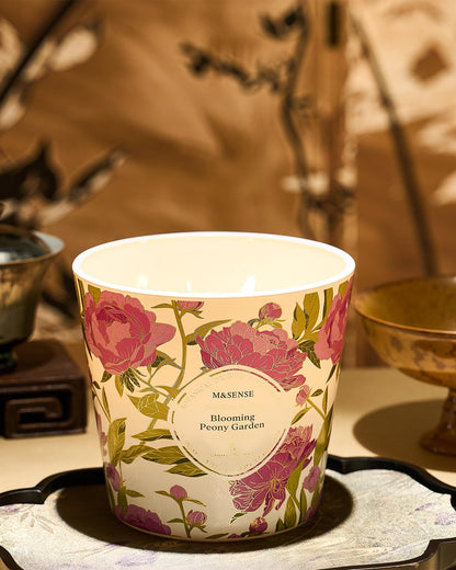M&SENSE Blooming Peony Scented Candle, 28.2oz 3 Wick Natural Soy Wax Large Candles, Long Lasting Clean Slow Burning No Toxic Décor for Home Relaxation, Romantic Dates & Gift-Giving
