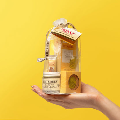 Burt's Bees Back to School Gift Ideas - Hand Repair Set, 3 Hand Creams plus Gloves - Almond Milk, Lemon Butter Cuticle Cream, Shea Butter Repair