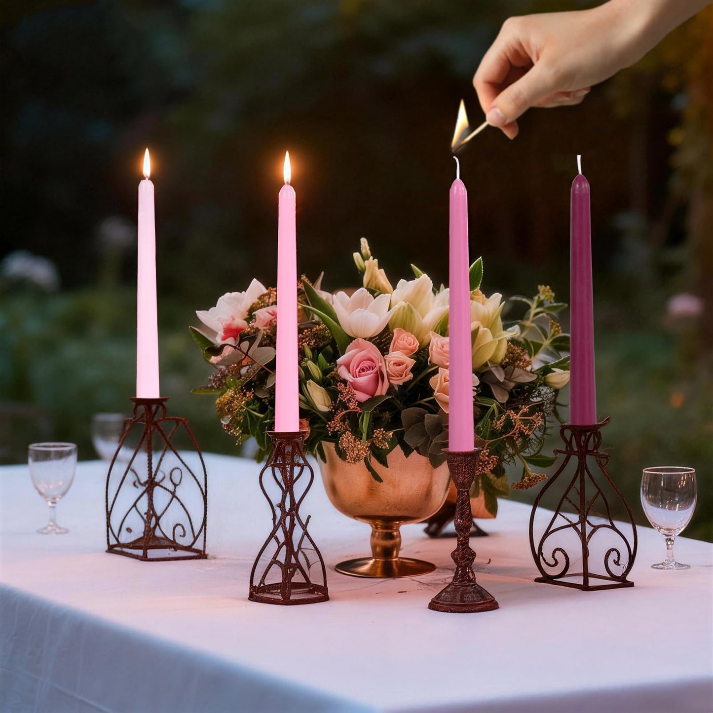 Pink Taper Candles, 10 inch Tapered Candles, 4 Pack Gradient Unscented and Smokeless Long Burning Candles with Cotton Wicks, Tall Candlesticks Weddings, Christmass, Dinner Parties, and Home Décor