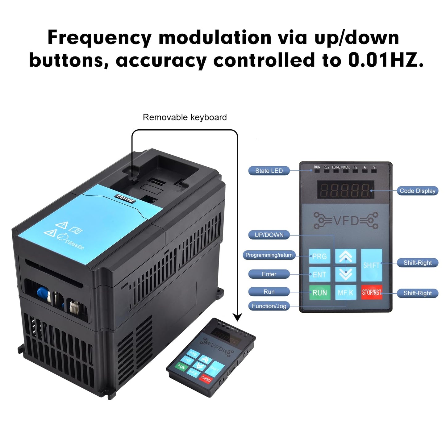 11KW 15HP 45A Variable Frequency Drive vfd 220v Input 220v 3 Phase Output, 0-3000Hz, Upgraded Up/Down Button Tuning Mode, Precise Control to 0.01Hz, Inverter for CNC Spindle Motor Speed Control
