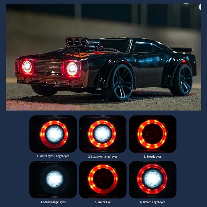 GoolRC RC Drift Car 1:16 Scale Remote Control Car 4WD 35KM/H High Speed Racing Car 2.4GHz RC Drifting Car for Adults with Cool LED Lights Extra Drift Tires and 3 Batteries (Red)