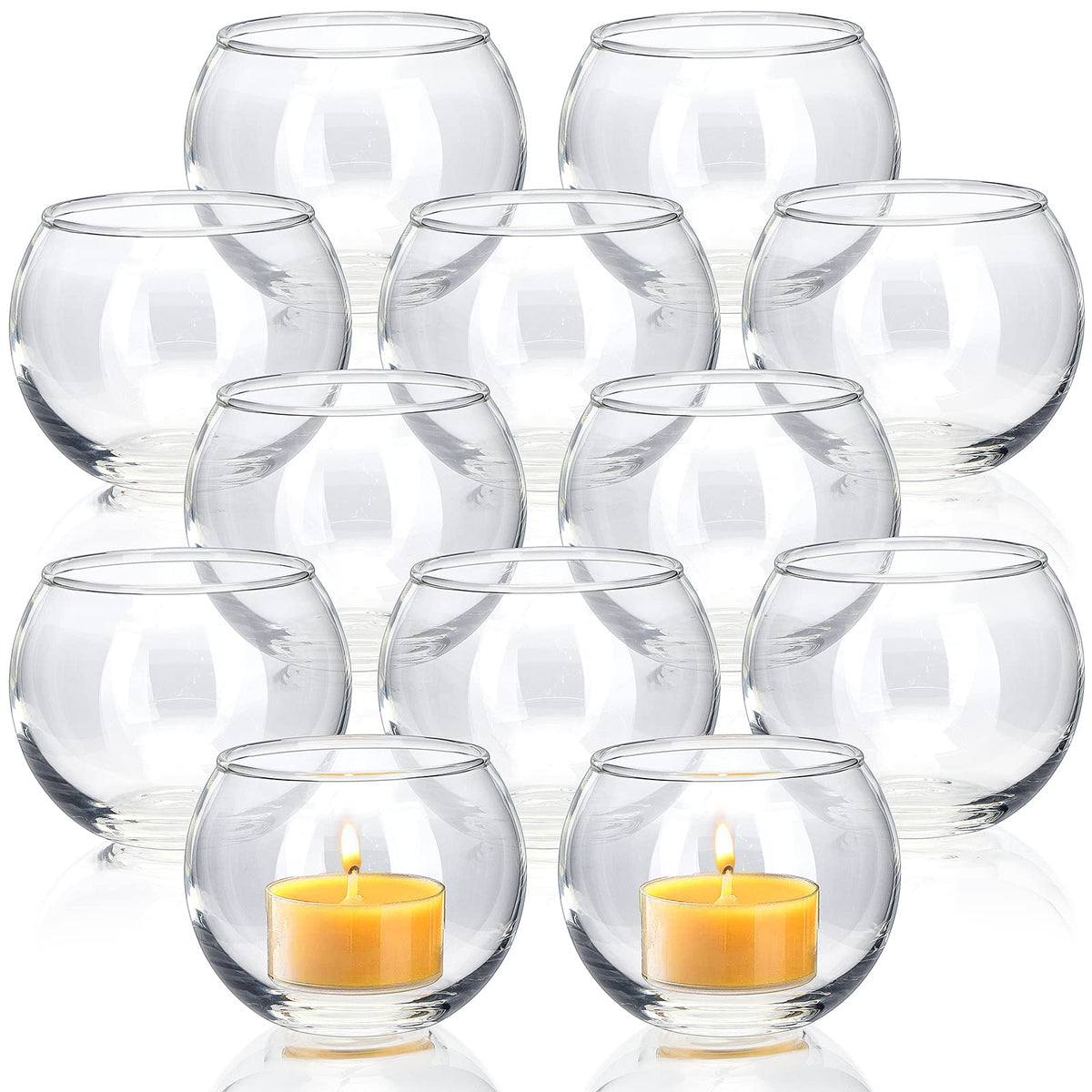 Volens Clear Votive Candle Holders Set of 12, Glass Tealight Candle Holder Bulk for Wedding Decor and Home Decor