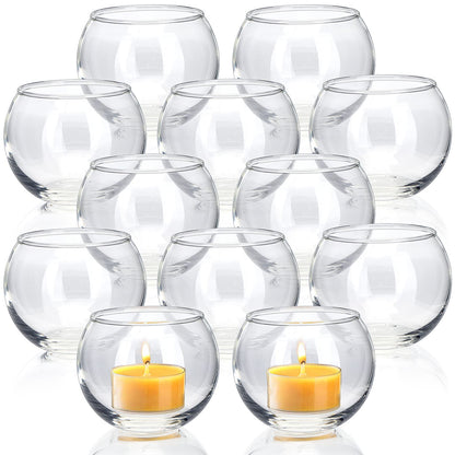 Volens Clear Votive Candle Holders Set of 12, Glass Tealight Candle Holder Bulk for Wedding Decor and Home Decor