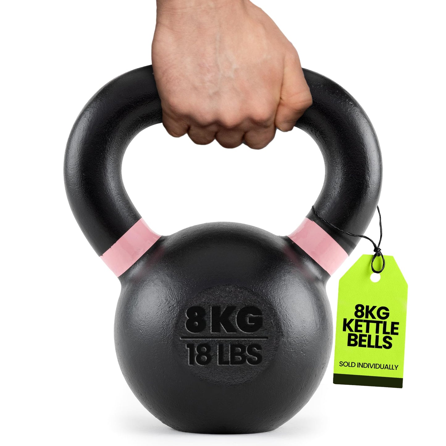 Rage Fitness Single Cast Iron Kettlebell | Powder Coated - Wide Handle Weights for Core & Glute Workouts; Swings, Squats, Deadlifts; Strength, Endurance & Flexibility for Men & Women
