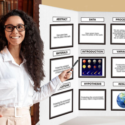 Paterr Trifold Poster Board with Storage Bag, Hook and Loop Fabric, Foldable 3 Panel Presentation Board for Science Fair and Exhibitions(White,72 x 36 Inch)