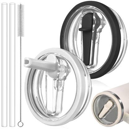 ANTAND 2 Pack Leak Proof Lid for 30oz Stanley H2.0 Quencher,No Spill Flip Straw Lid Replacement for Stanley Cup Accessories 30 oz Tumbler Lid Replacement Straw Cover Cap for Stanley Lids(White,Black)