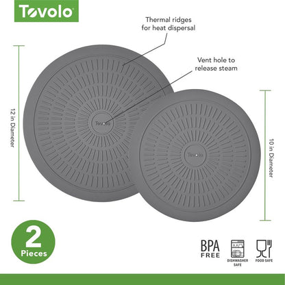 Tovolo 10 Inch Microwave Mat Heat Resistant Silicone Trivet with Non Slip Design for Hot Plate Bowl Mug Cookware, Dishwasher Safe Barrier Mat with Thermal Ridges for Safe Handling of Hot Dishes