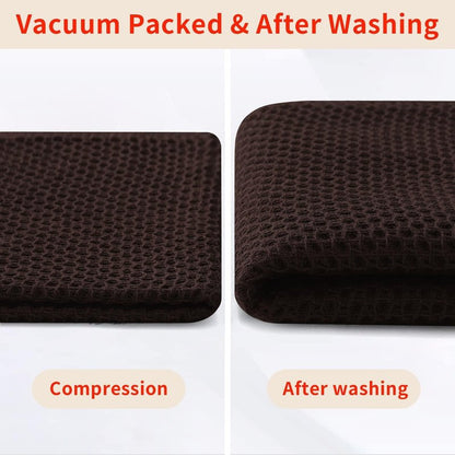 Homaxy 100% Cotton Waffle Weave Kitchen Dish Cloths, Ultra Soft Absorbent Quick Drying Dish Towels, 12 x 12 Inches, 12-Pack, Dark Brown