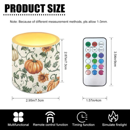 Cozeyat Pumpkin Leaf Office Desk LED Candles Set of 4 Battery Powered Flameless with Remote Timer Flickering Flame Waterproof for Home Patio Garden Decoration