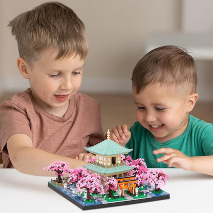 Cherry Blossom Micro Mini Building Block Sets Toy for AdultsJapanese Bonsai Tree House Architecture Gifts for Kids 14+（3809 Pieces）