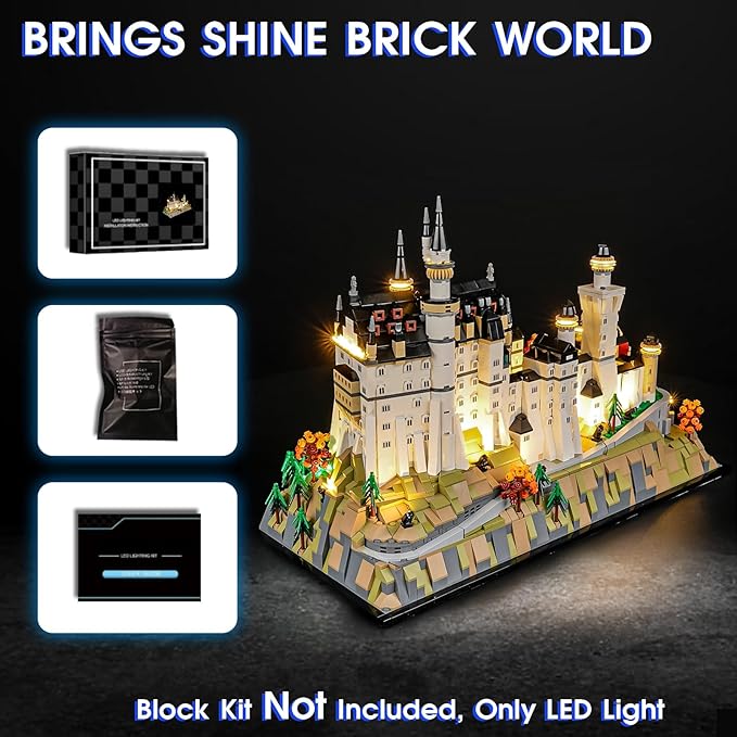 Vaodest LED Light for Lego 21063 Neuschwanstein Castle SetDesign and Configuration Compatible with Lego 21063 Model(LED Light Only Not Building Block Kit)