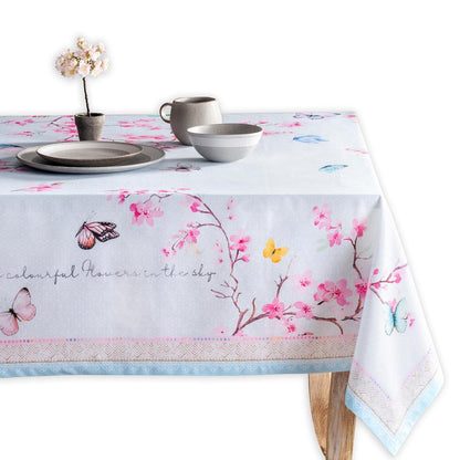 Maison d' Hermine Table Cloth Rectangle Table 100% Cotton 70 x 108 Inches Tablecloth Reusable Decorative for Dining Kitchen Room Farmhouse Home Gifts for Mothers day Spring Summer - Blossoms in Spring