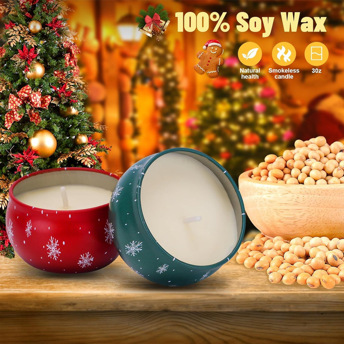 Christmas Scented Candles Gifts Set for Women, 6 Pack 2.5 Oz Candle Set, Natural Soy Wax, Aromatherapy Candles for Birthday, Christmas, Gifts for Her Women