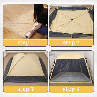 Maasechs Portable Paint Booth Tent 10.8 x 10.8 x 7.9 FT Extra Large Spray Paint Tent with Removable Walls Mesh Screen Floor Protection Plastic Film for DIY Furniture Hobby Tool Spray Shelter Painting