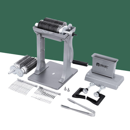 Valley Sportsman 2-in-1 Manual Meat Tenderizer, Jerky Slicer, 2 Sets of Stainless Steel Blades, Tenderizing Blades and Jerky Slicer Blades, for Beef and Chicken (Silver)