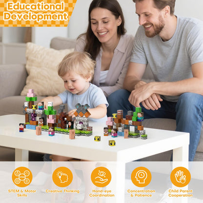 Magnetic Blocks, Magnetic Building Blocks Gryxpox, Magnet Tiles with Adventure World Blocks Toy, Magnetic Blocks For Kids Ages 4-8, STEM Sensory Toys for Ages 3+ Toddlers Kids Girl Boys Birthday Gifts
